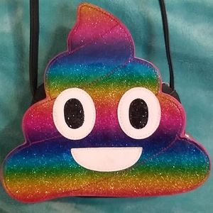 Rainbow poop emoji purse